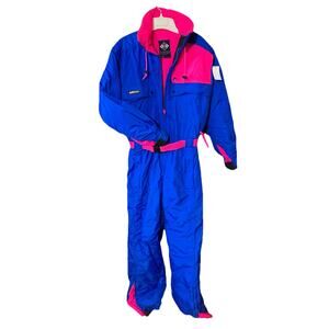 Columbia Women’s Vtg 90s Radial Sleeve Ski Suit Sz M Blue Pink Colorblock Snow